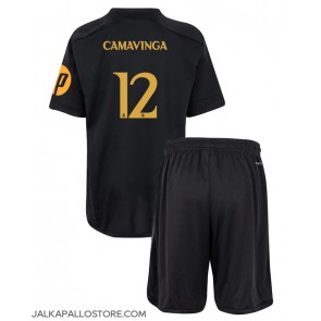 Real Madrid Eduardo Camavinga #12 Kolmaspaita Lapsille 2023-24 Lyhythihainen (+ shortsit)